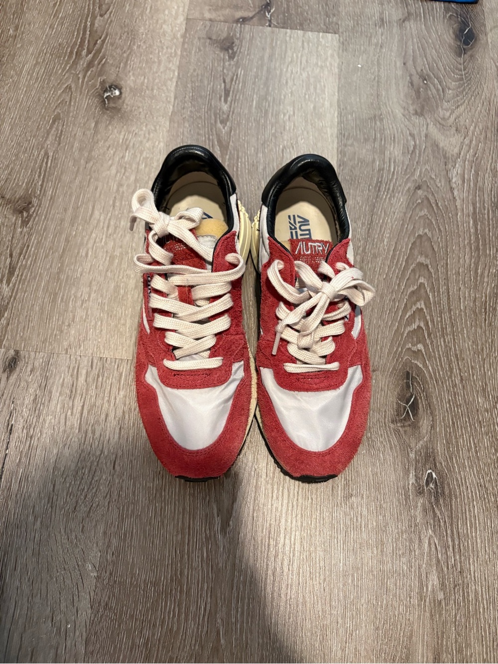 AUTRY Women’s Red and White Leather Suede Sneakers